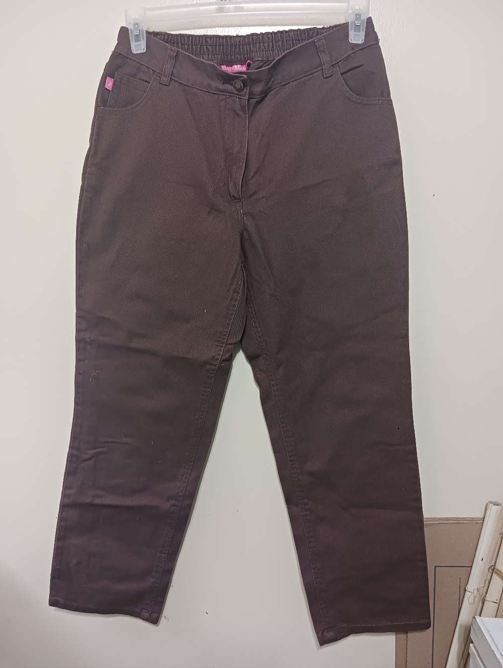 Woman Within Dark Brown Corduroy Womens Pants - Elastic Waist 12wp A-6